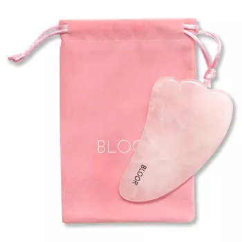 BLOOR Скребок гуаша для массажа лица из натурального розового кварца, лапа