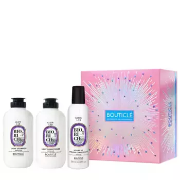 BOUTICLE Набор Объем и восстановление для всех типов волос (шампунь 250 мл, кондиционер 250 мл, мусс 250 мл) GLOW LAB BIORICH