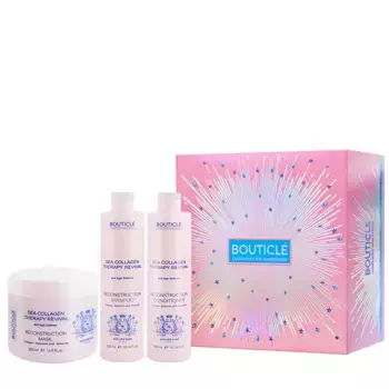BOUTICLE Набор Восстановление волос с системой Anti Age (шампунь 300 мл, кондиционер 300 мл, маска 500 мл) AH Sea Collagen