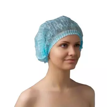 ЧИСТОВЬЕ Шапочка шарлотка медицинская из спанбонда, голубой 50 шт