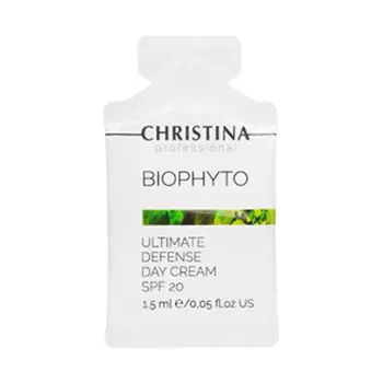 CHRISTINA Крем дневной Абсолютная защита SPF 20, в индивидуальном саше / Ultimate Defense Day Cream SPF-20 sachets kit Bio Phyto 1,5 мл х 1 шт