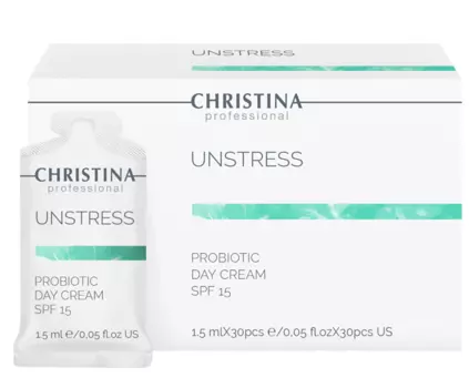 CHRISTINA Крем дневной с пробиотическим действием SPF 15, в индивидуальном саше / Unstress-Probiotic day cream SPF-15 30*1,5 мл