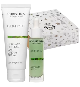 CHRISTINA Набор Абсолютная защита и детокс (крем дневной 75 мл, детокс-сыворотка 30 мл, коробка-пенал) Bio Phyto