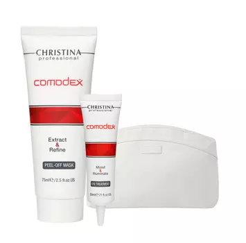 CHRISTINA Набор от черных точек (маска-пленка 75 мл, гель для глаз 30 мл, клатч) Comodex