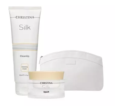 CHRISTINA Набор Подтягивающий для лица (крем 50 мл, крем 120 мл, клатч) Silk