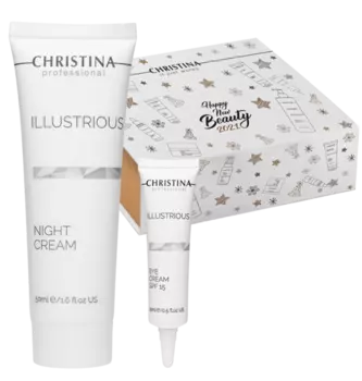 CHRISTINA Набор Совершенный тон и обновление (крем для кожи вокруг глаз 15 мл, ночной крем 50 мл, коробка-пенал) Illustrious
