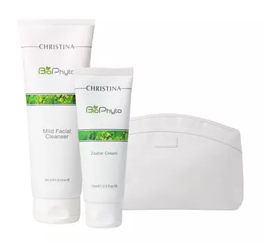 CHRISTINA Набор Заатар для лица (крем 75 мл, гель 250 мл, клатч) BioPhyto