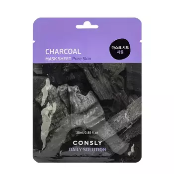 CONSLY Маска тканевая для лица с древесным углём / Consly 25 мл