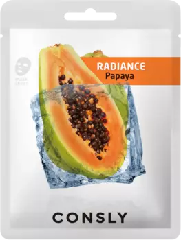CONSLY Маска тканевая выравнивающая тон кожи с экстрактом папайи 20 мл