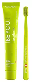 CURAPROX Набор салатовый (паста зубная Исследователь, яблоко-алоэ, 90 мл, + щетка зубная ультрамягкая CS5460) Be You Green set