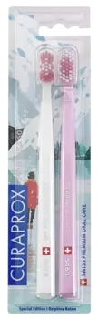 CURAPROX Набор зубных щеток ultrasoft, d 0.10 мм, белая и розовая / Winter1 2 шт