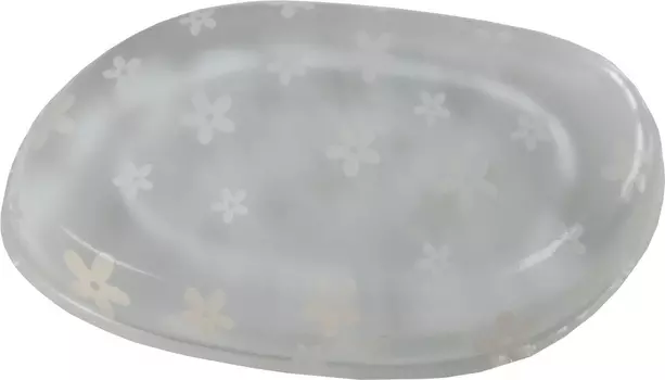 DEWAL BEAUTY Губка для нанесения макияжа, прозрачная с рисунком (белые цветы) 1 шт