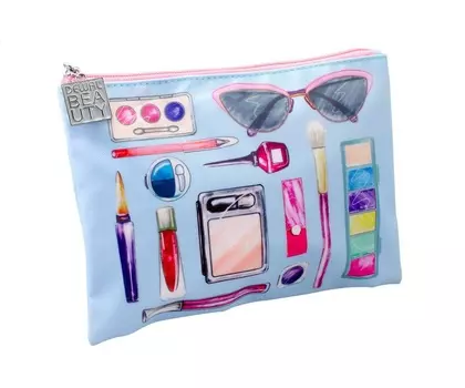DEWAL BEAUTY Косметичка Модница, голубая 22,5 х 17 х 1 см