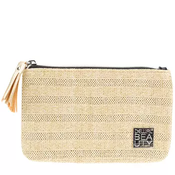 DEWAL BEAUTY Косметичка Рогожка, темный бежевый 20 х 13,6 х 1,0 см