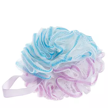 DEWAL BEAUTY Мочалка для тела, белая с голубым, фиолетовым 1 шт