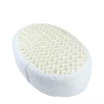 DEWAL BEAUTY Мочалка для тела, овальная, натуральный цвет, лен + хлопок, 15 х 11 х 5,5 см