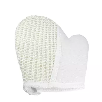 DEWAL BEAUTY Мочалка для тела, рукавичка, натуральный цвет, лен + хлопок, 21,5 х 18 х 2 см