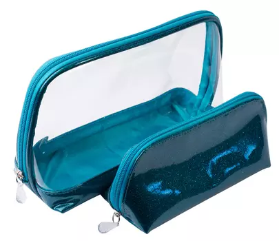 DEWAL BEAUTY Набор косметичек Северное сияние, фиолетовый 24х9,5х17,5 см и 18,5х7,5х9,5 см