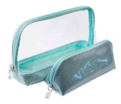 DEWAL BEAUTY Набор косметичек Северное сияние, мятный 24х9,5х17,5 см и 18,5х7,5х9,5 см