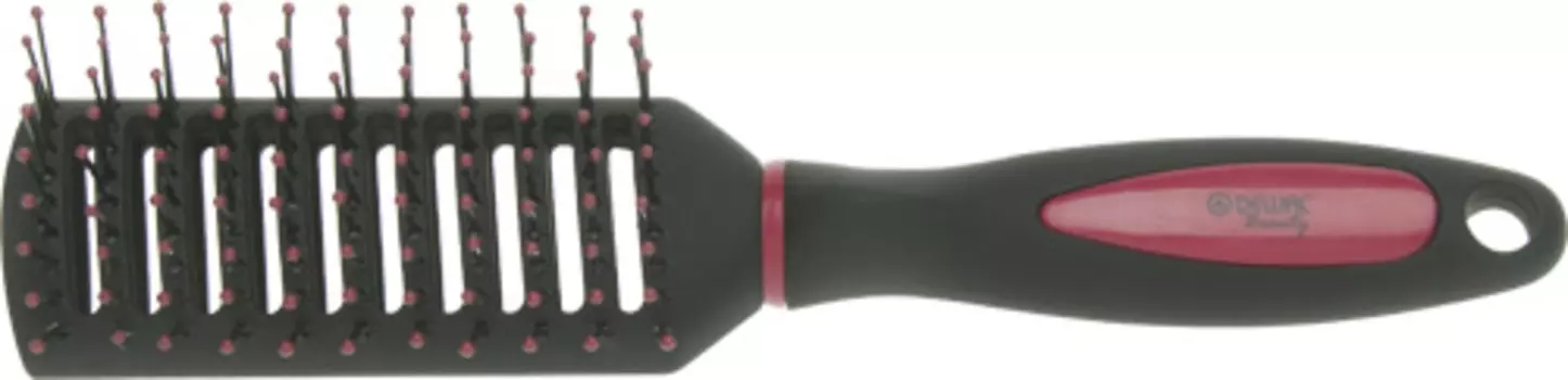 DEWAL BEAUTY Расческа Черная фуксия продувная с пластиковым штифтом, прямоугольная