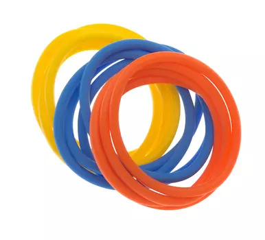 DEWAL BEAUTY Резинки для волос, силикон, голубой, желтый, оранжевый 12 шт