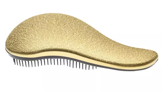 DEWAL BEAUTY Щетка массажная для легкого расчесывания волос, большая, с ручкой, цвет золотисто-черный
