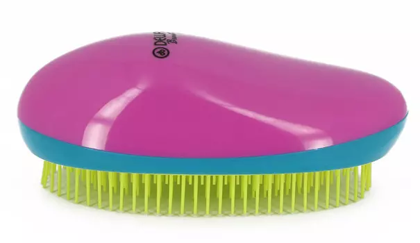 DEWAL BEAUTY Щетка массажная для легкого расчесывания волос, овальная, цвет розово-сине-желтый