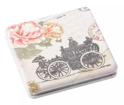 DEWAL BEAUTY Зеркало Парижская мода карманное, квадратное 6х6 см