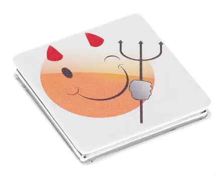 DEWAL BEAUTY Зеркало Смайлики чертик, карманное квадратное, размер 60 х 60 х 0,9 мм