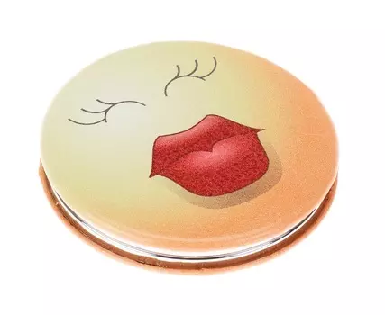 DEWAL BEAUTY Зеркало Смайлики поцелуй, карманное круглое, размер 60 х 60 х 0,9 мм