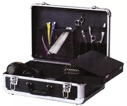 DEWAL PROFESSIONAL Чемодан для парикмахерских инструментов, пластик, черный 45х30,5х16 см