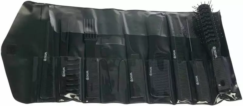 DEWAL PROFESSIONAL Набор расчесок в черном чехле, 8 предметов (черный)