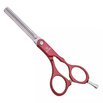 DEWAL PROFESSIONAL Ножницы парикмахерские филировочные 5,5" 28 зубцов, красные