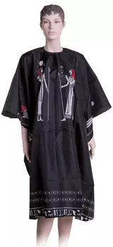 DEWAL PROFESSIONAL Пеньюар для стрижки Египет, нейлон, на крючках, с прорезями для рук, черный 124х146 см