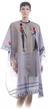 DEWAL PROFESSIONAL Пеньюар для стрижки Египет, нейлон, на крючках, с прорезями для рук, серый 124х146 см