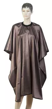 DEWAL PROFESSIONAL Пеньюар для стрижки Глянец, полиэстер, на крючках, коричневый 128х146 см