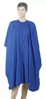 DEWAL PROFESSIONAL Пеньюар для стрижки Матовый, полиэстер, на крючках, синий 128х148 см