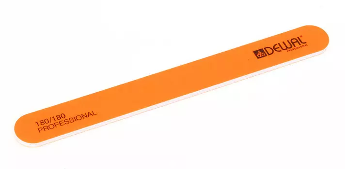 DEWAL PROFESSIONAL Пилка для ногтей прямая оранжевая NEON 180/180 18 см