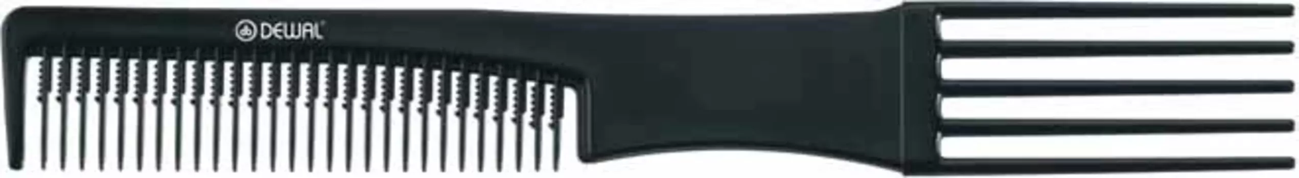 DEWAL PROFESSIONAL Расческа рабочая для начеса, пластиковая вилка Эконом (черная) 19 см