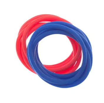 DEWAL PROFESSIONAL Резинки для волос силиконовые, красные/синие 12 шт/уп