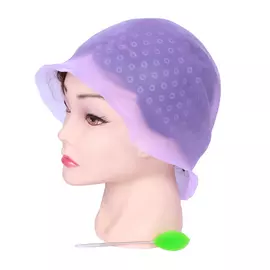 DEWAL PROFESSIONAL Шапочка для мелирования с крючком, силикон (фиолетовая)
