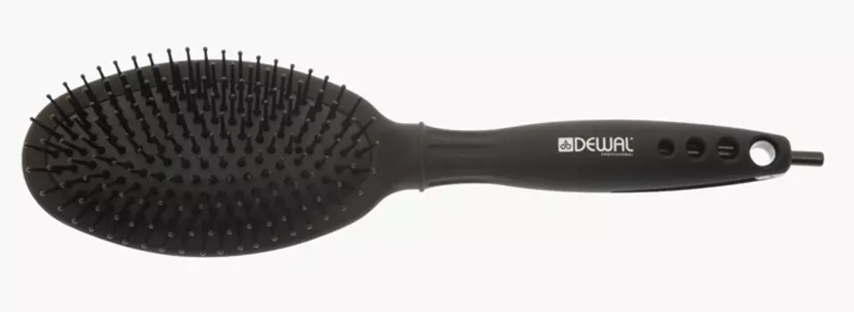 DEWAL PROFESSIONAL Щетка Black Magic овальная, нейлоновая щетина, черная, 11 рядов