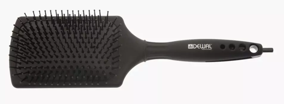 DEWAL PROFESSIONAL Щетка Black Magic прямоугольная, нейлоновая щетина, черная, 11 рядов