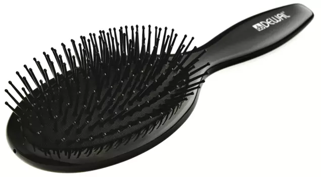 DEWAL PROFESSIONAL Щетка массажная Black деревянная, пластиковый штифт, 11 рядов