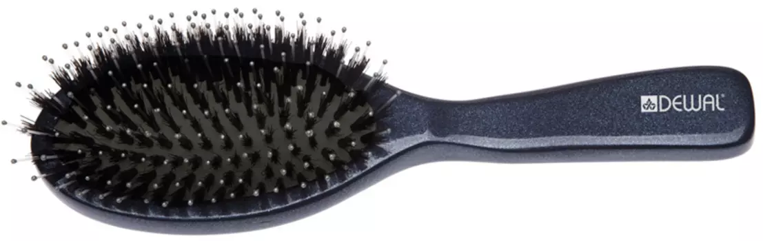 DEWAL PROFESSIONAL Щетка массажная Galaxi деревянная, овальная, большая, натуральная щетина, нейлоновый штифт, 11 рядов