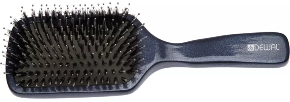 DEWAL PROFESSIONAL Щетка массажная Galaxi деревянная, прямоугольная, большая, натуральная щетина, нейлоновый штифт, 11 рядов