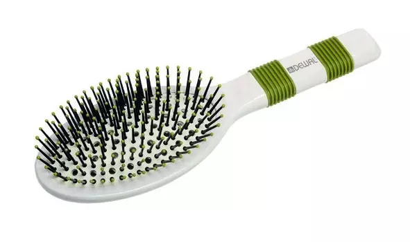 DEWAL PROFESSIONAL Щетка массажная Naturel деревянная, продувная, овальная, большая, пластиковый штифт, 13 рядов