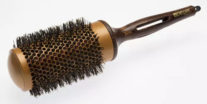 DEWAL PROFESSIONAL Термобрашинг Престиж, деревянный, нейлоновые штифты, натуральная щетина, с хвостиком d 53/70 мм