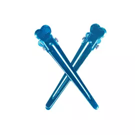 DEWAL PROFESSIONAL Зажим для волос голубой, средний, металл 5,5 см 12 шт/уп