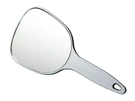 DEWAL PROFESSIONAL Зеркало косметическое с ручкой, пластик, серебристое 12х15 см